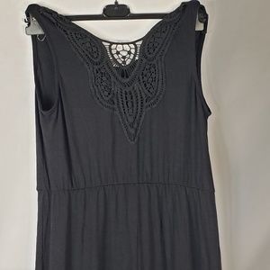 NY Collection Full Length Laced Maxi Dress Black